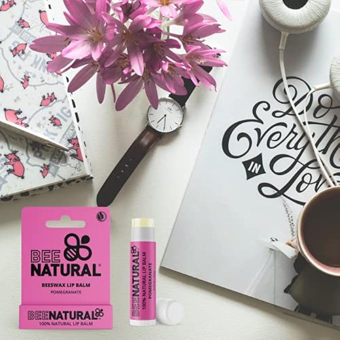 bee natural 100% NATURAL MOISTURISING LIP BALM, POMEGRANATE - PACK OF 3 - Image 3